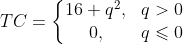 TC=\left\{\begin{matrix} 16-q^{2},& q>0 & \\ 0, & q\leqslant 0& \end{matrix}\right.